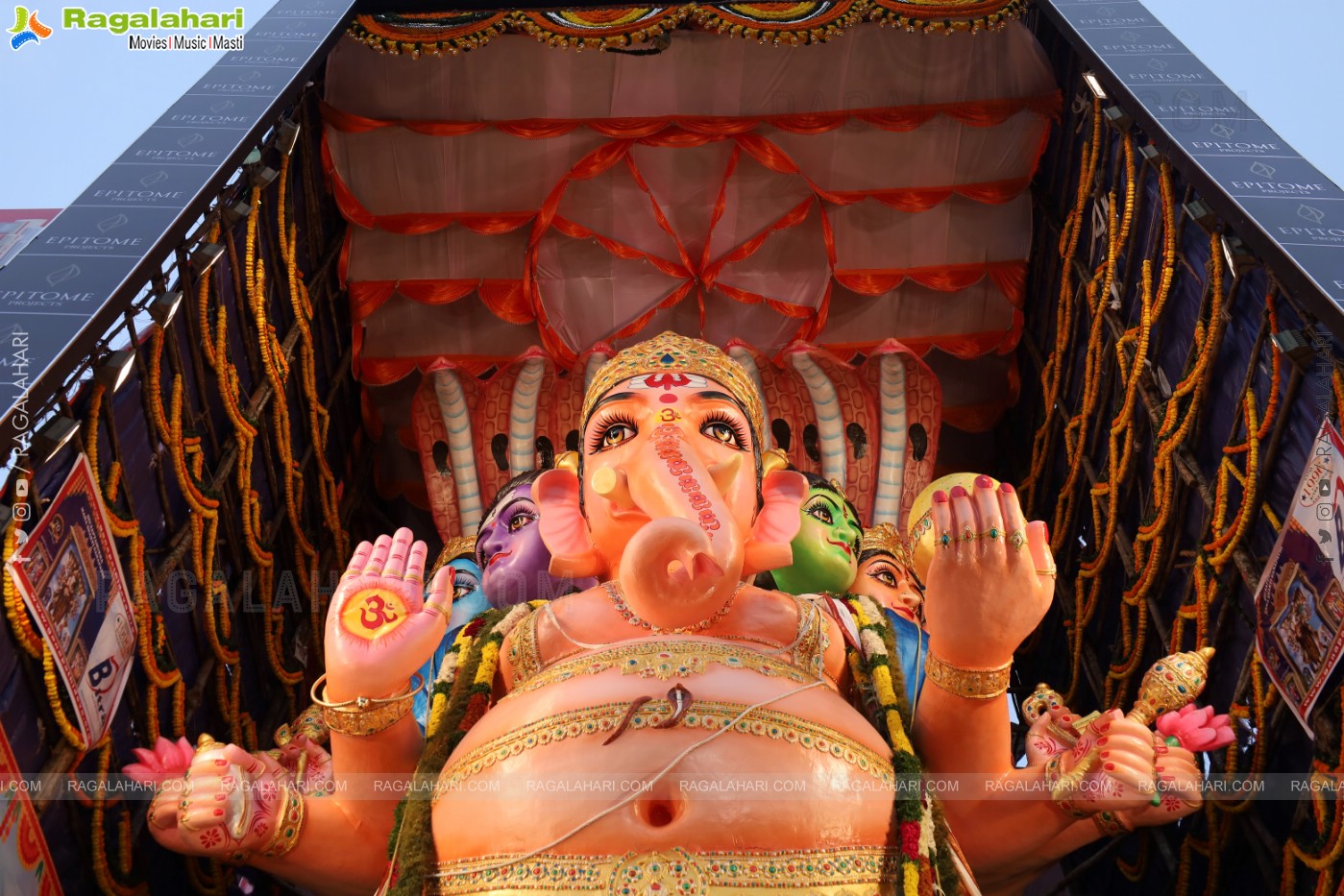 Khairathabad Ganesh 2024 as Sri Saptamukha Maha Shakti Ganapathi- 70 feet Tall Idol