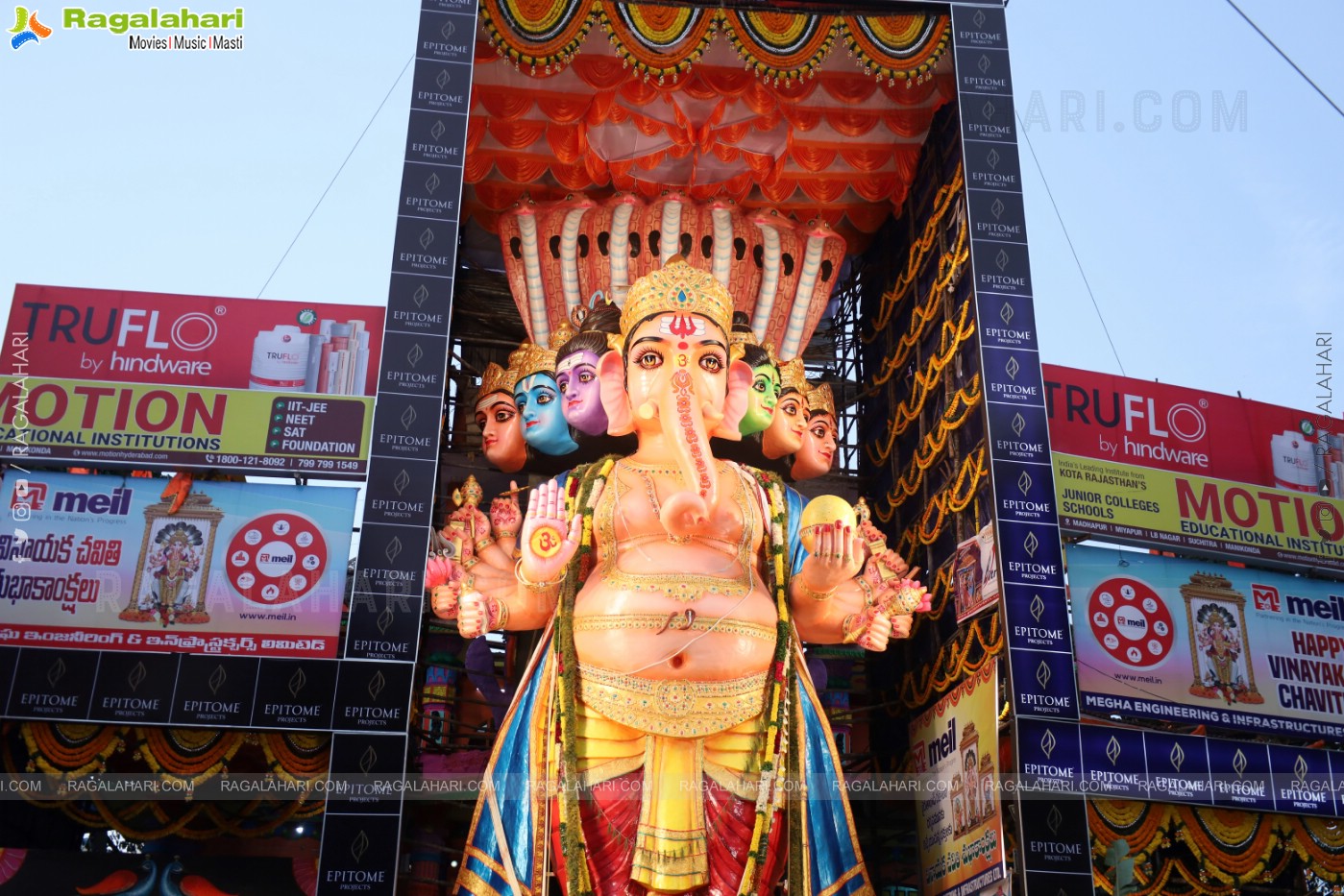 Khairathabad Ganesh 2024 as Sri Saptamukha Maha Shakti Ganapathi- 70 feet Tall Idol