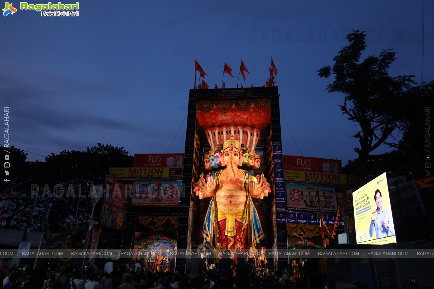 Khairathabad Ganesh 2024 as Sri Saptamukha Maha Shakti Ganapathi- 70 feet Tall Idol