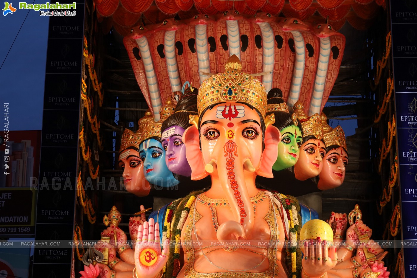 Khairathabad Ganesh 2024 as Sri Saptamukha Maha Shakti Ganapathi- 70 feet Tall Idol