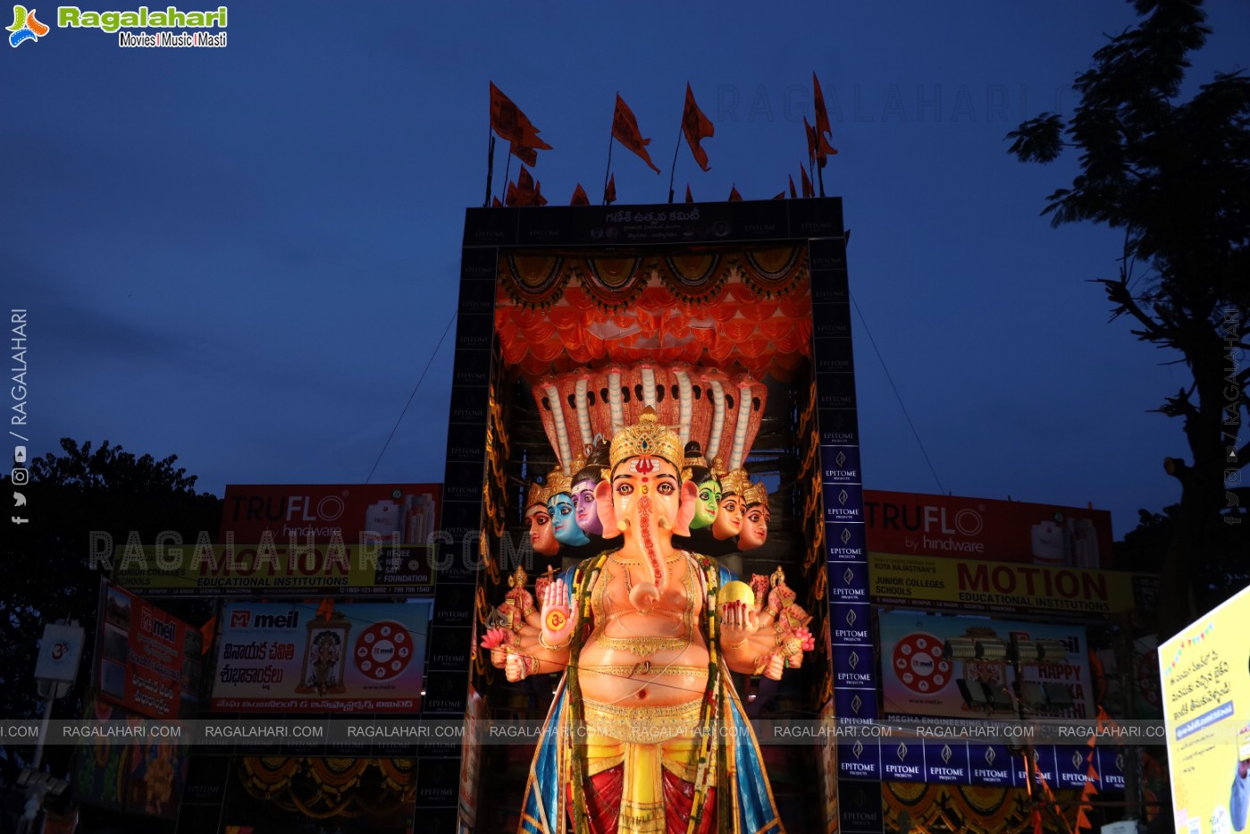 Khairathabad Ganesh 2024 as Sri Saptamukha Maha Shakti Ganapathi- 70 feet Tall Idol