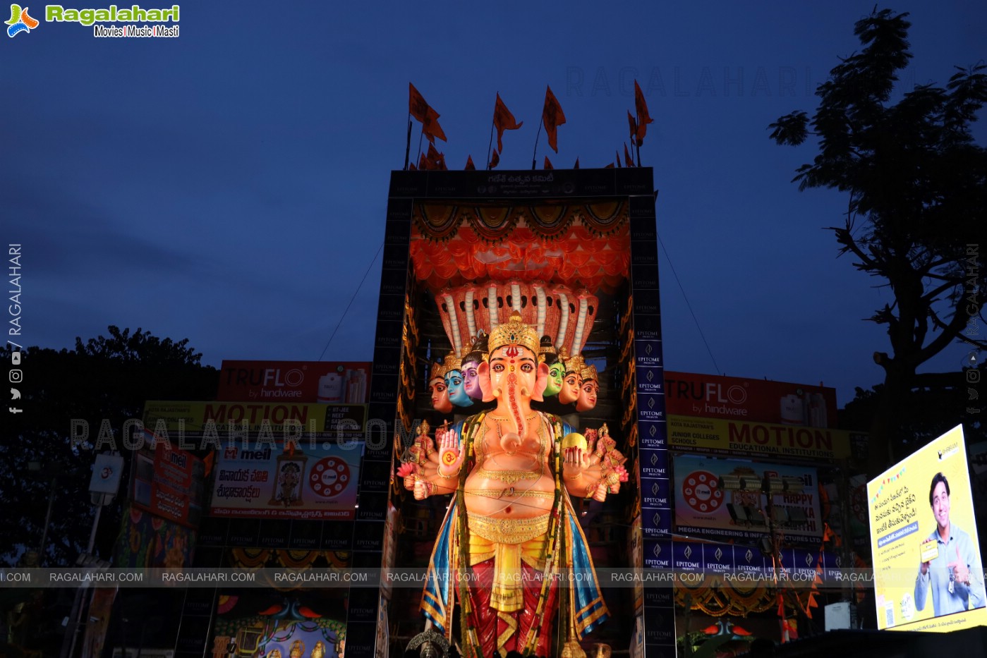 Khairathabad Ganesh 2024 as Sri Saptamukha Maha Shakti Ganapathi- 70 feet Tall Idol