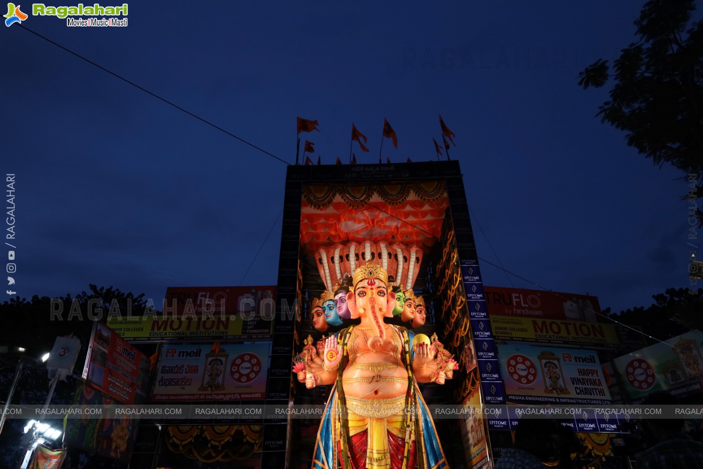 Khairathabad Ganesh 2024 as Sri Saptamukha Maha Shakti Ganapathi- 70 feet Tall Idol