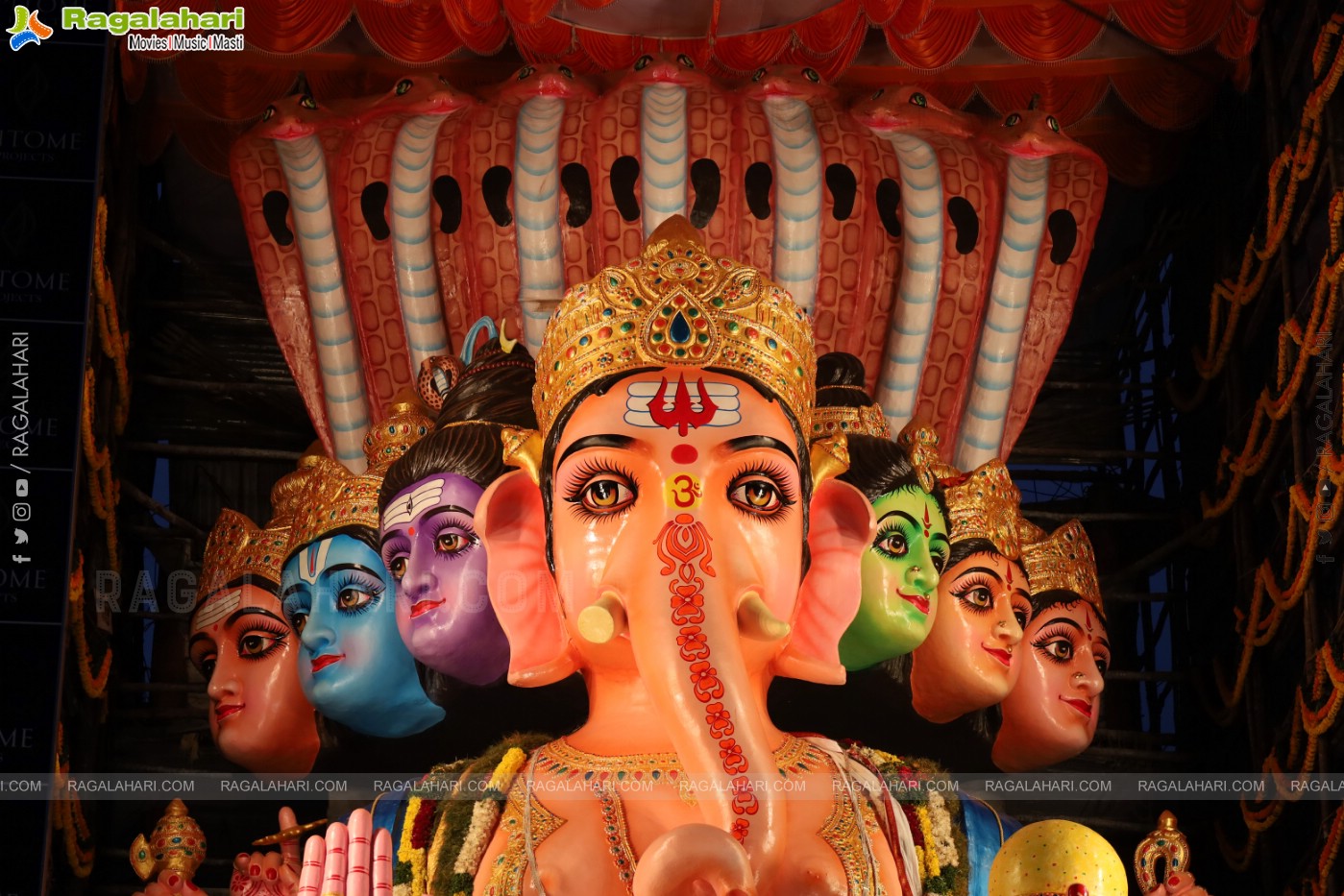 Khairathabad Ganesh 2024 as Sri Saptamukha Maha Shakti Ganapathi- 70 feet Tall Idol