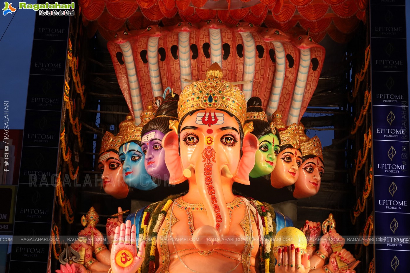 Khairathabad Ganesh 2024 as Sri Saptamukha Maha Shakti Ganapathi- 70 feet Tall Idol