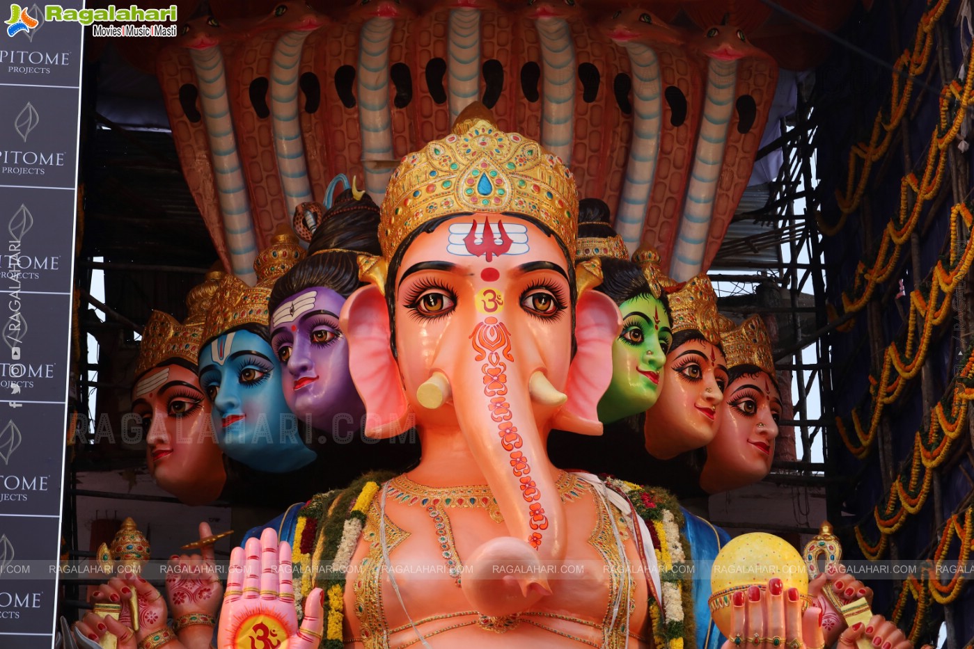 Khairathabad Ganesh 2024 as Sri Saptamukha Maha Shakti Ganapathi- 70 feet Tall Idol