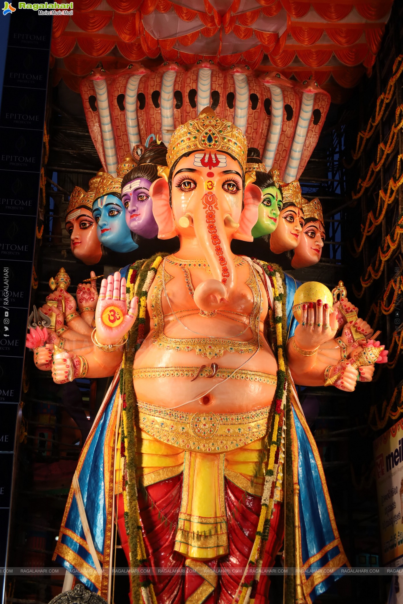 Khairathabad Ganesh 2024 as Sri Saptamukha Maha Shakti Ganapathi- 70 feet Tall Idol