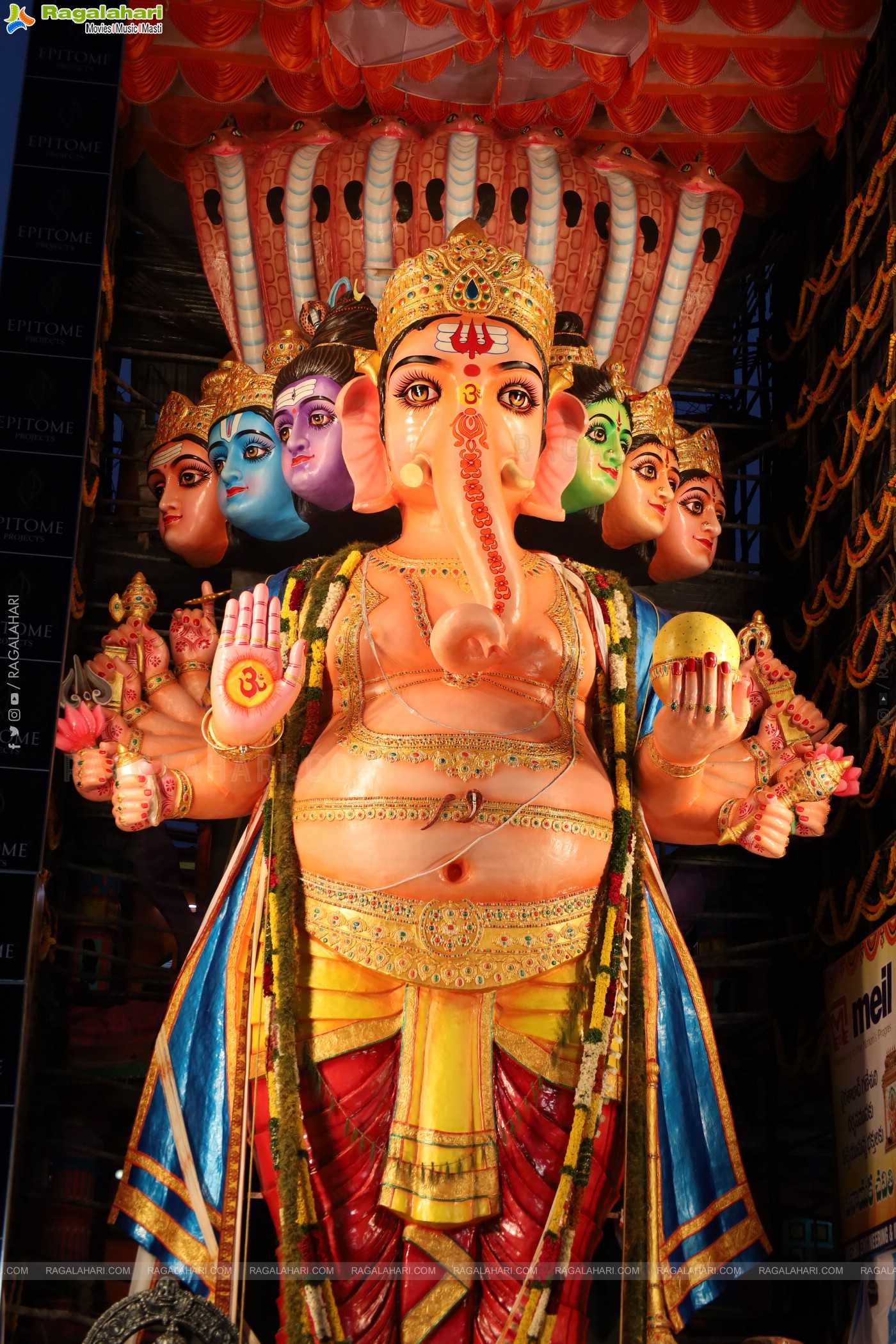 Khairathabad Ganesh 2024 as Sri Saptamukha Maha Shakti Ganapathi- 70 feet Tall Idol