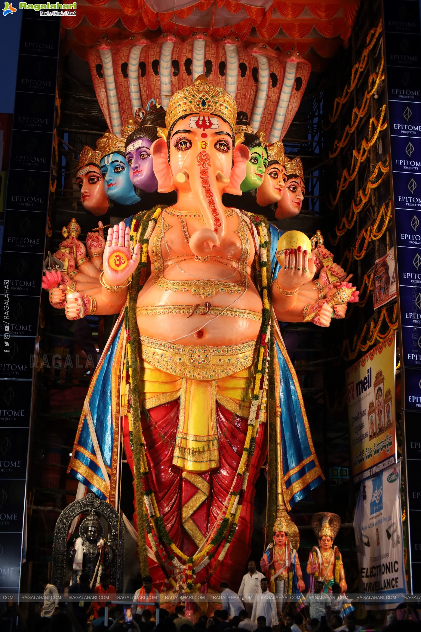 Khairathabad Ganesh 2024 as Sri Saptamukha Maha Shakti Ganapathi- 70 feet Tall Idol