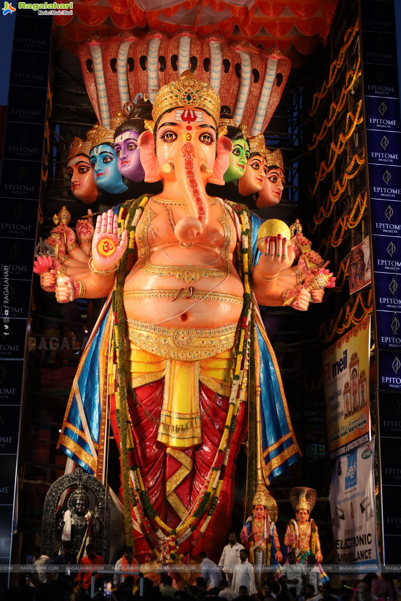 Khairathabad Ganesh 2024 as Sri Saptamukha Maha Shakti Ganapathi- 70 feet Tall Idol