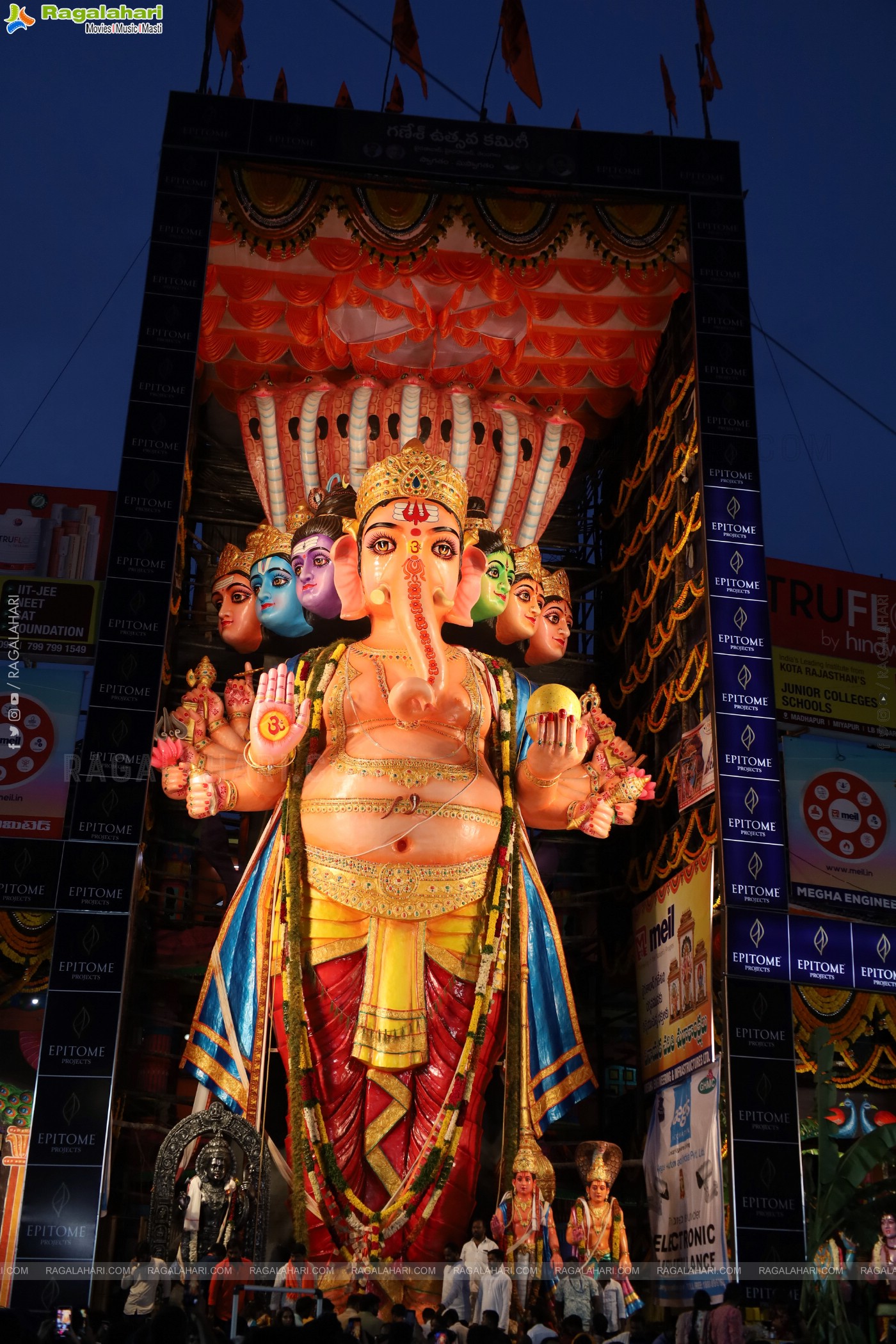 Khairathabad Ganesh 2024 as Sri Saptamukha Maha Shakti Ganapathi- 70 feet Tall Idol