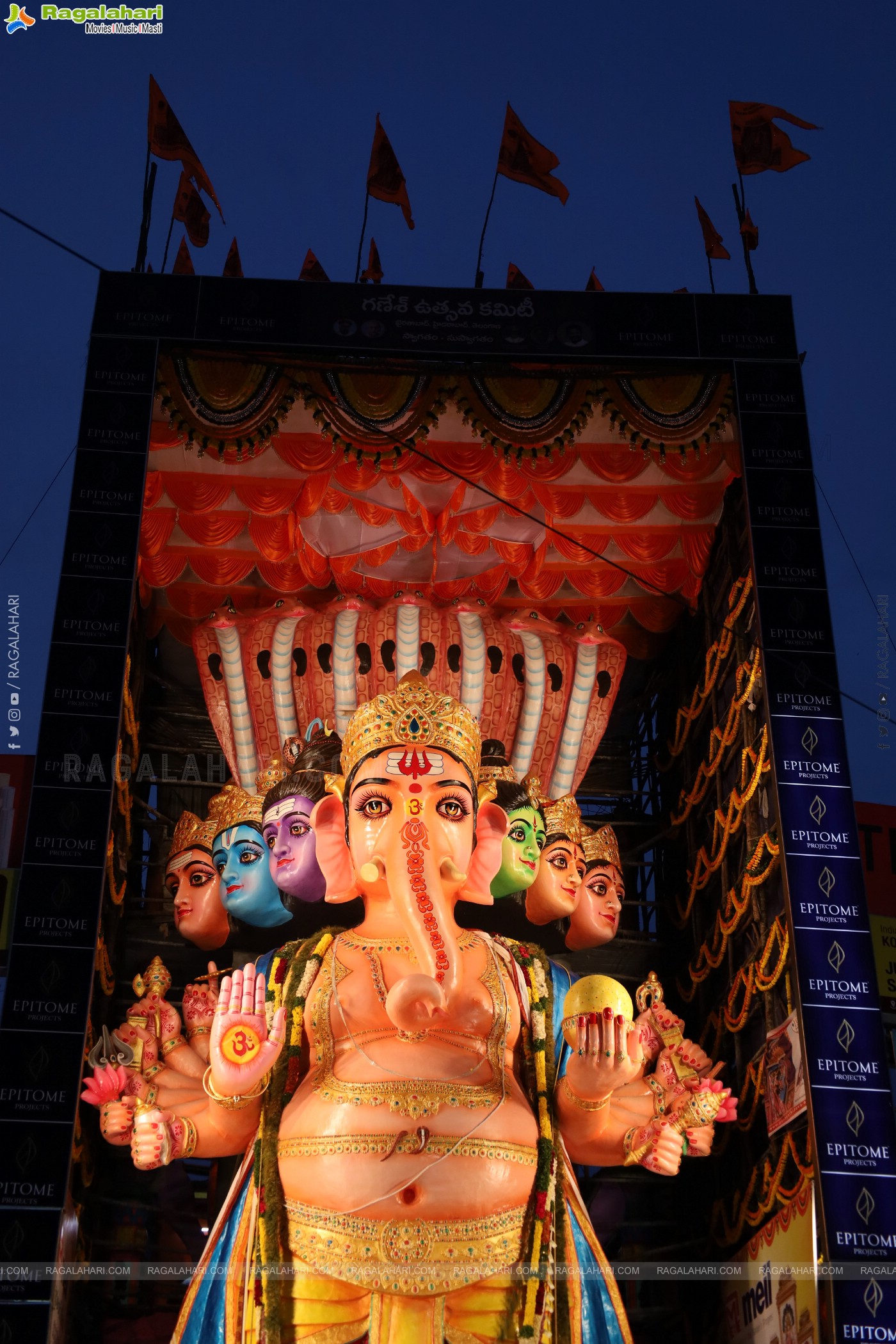 Khairathabad Ganesh 2024 as Sri Saptamukha Maha Shakti Ganapathi- 70 feet Tall Idol