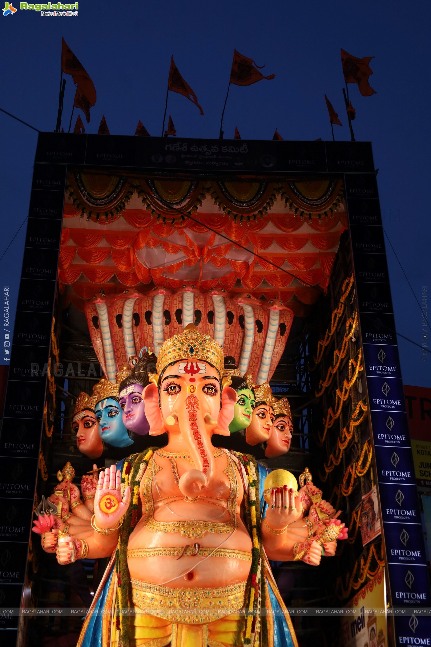 Khairathabad Ganesh 2024 as Sri Saptamukha Maha Shakti Ganapathi- 70 feet Tall Idol