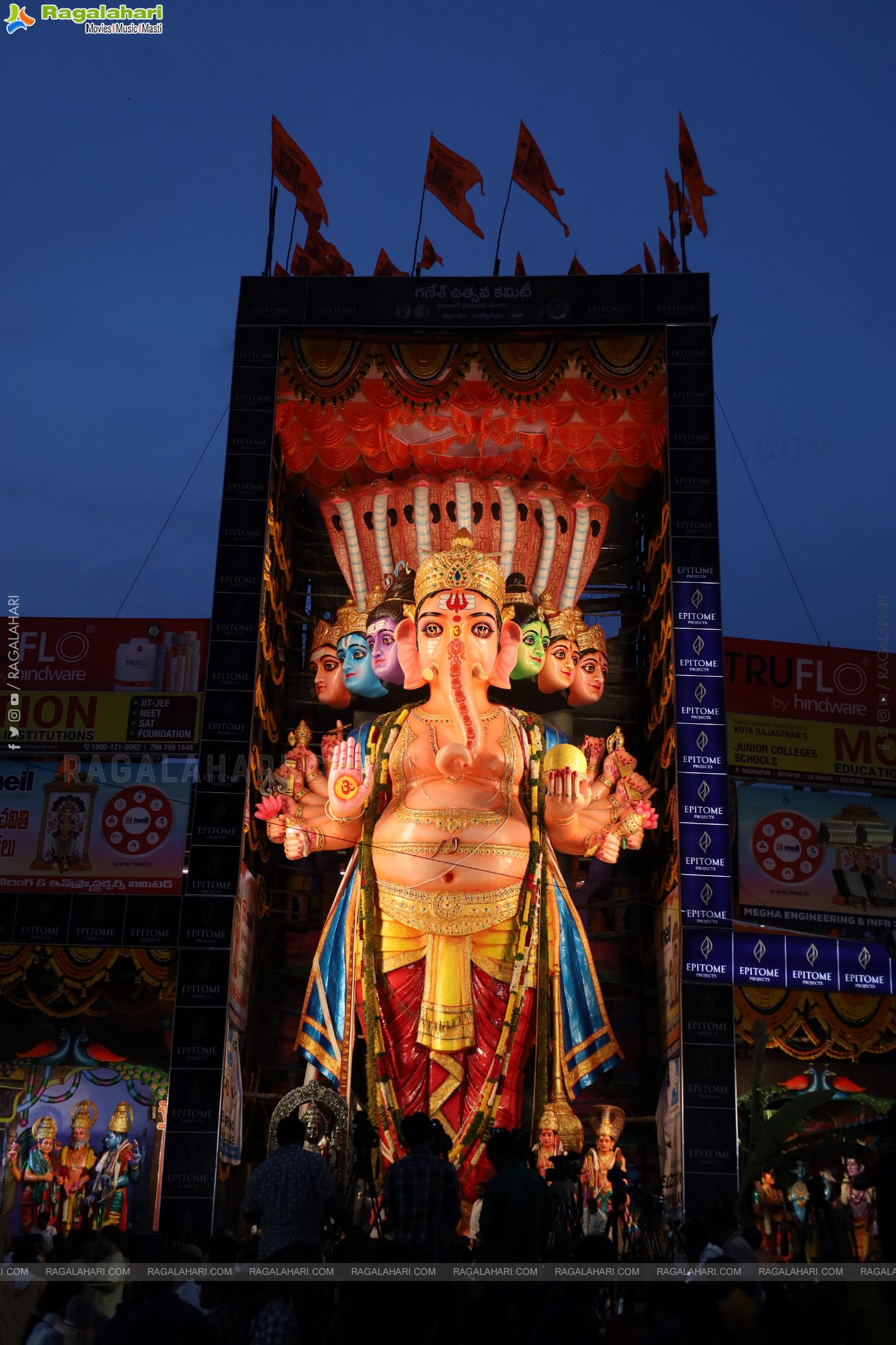 Khairathabad Ganesh 2024 as Sri Saptamukha Maha Shakti Ganapathi- 70 feet Tall Idol