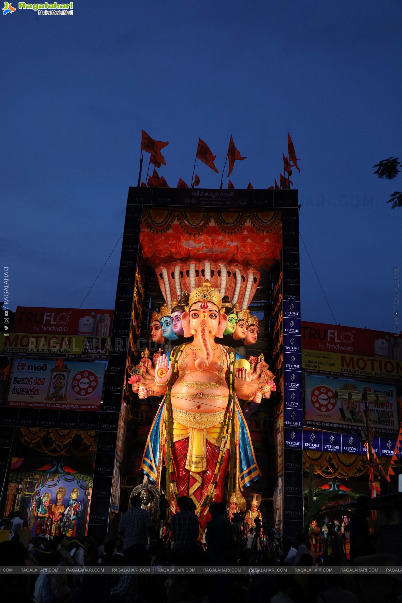 Khairathabad Ganesh 2024 as Sri Saptamukha Maha Shakti Ganapathi- 70 feet Tall Idol