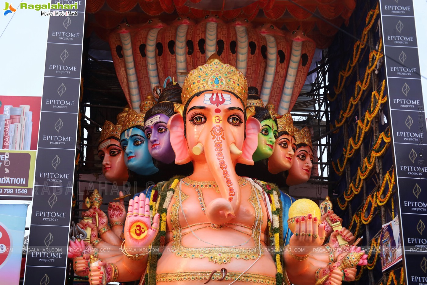 Khairathabad Ganesh 2024 as Sri Saptamukha Maha Shakti Ganapathi- 70 feet Tall Idol