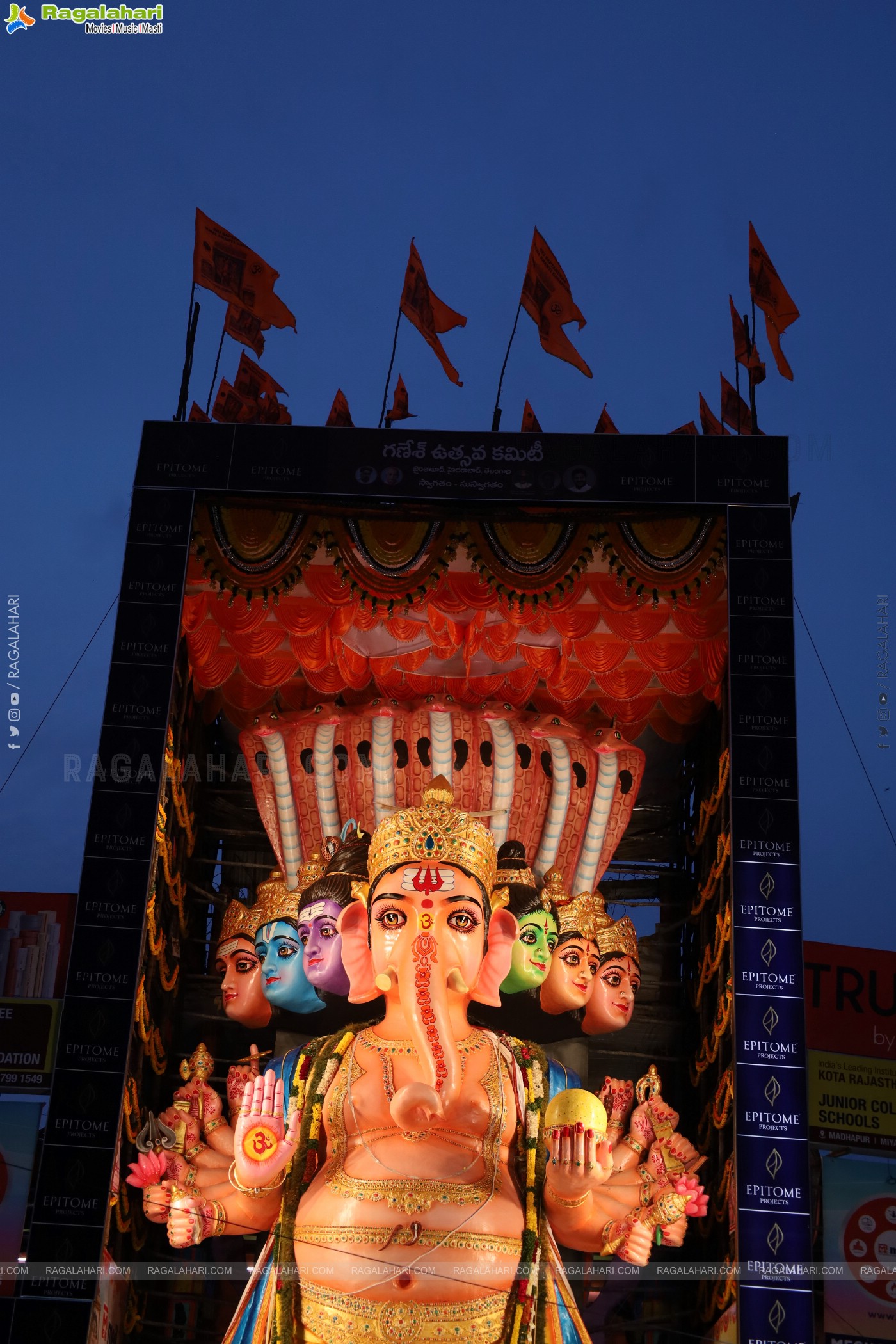 Khairathabad Ganesh 2024 as Sri Saptamukha Maha Shakti Ganapathi- 70 feet Tall Idol