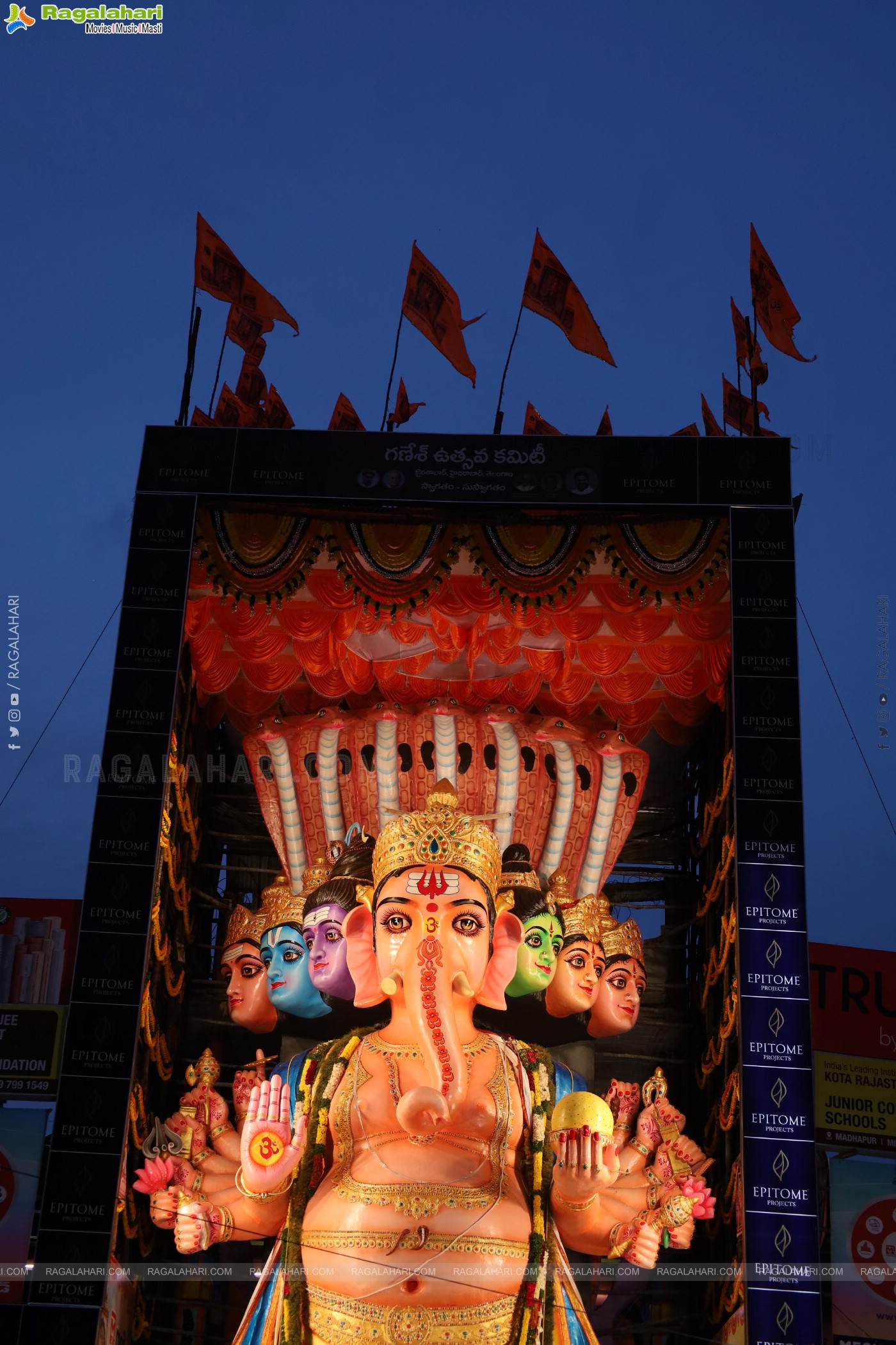 Khairathabad Ganesh 2024 as Sri Saptamukha Maha Shakti Ganapathi- 70 feet Tall Idol