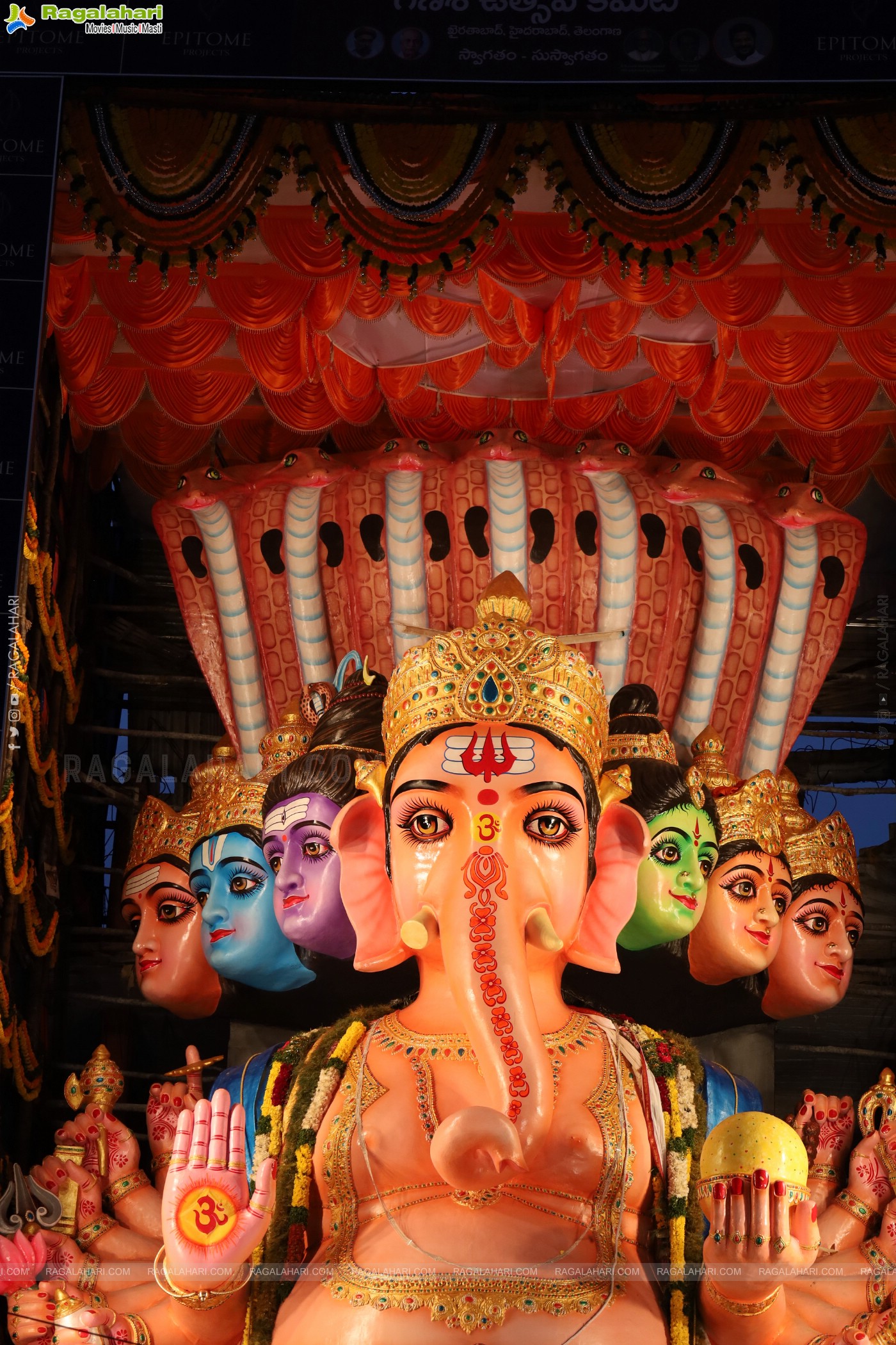 Khairathabad Ganesh 2024 as Sri Saptamukha Maha Shakti Ganapathi- 70 feet Tall Idol