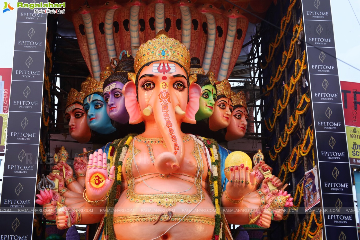 Khairathabad Ganesh 2024 as Sri Saptamukha Maha Shakti Ganapathi- 70 feet Tall Idol