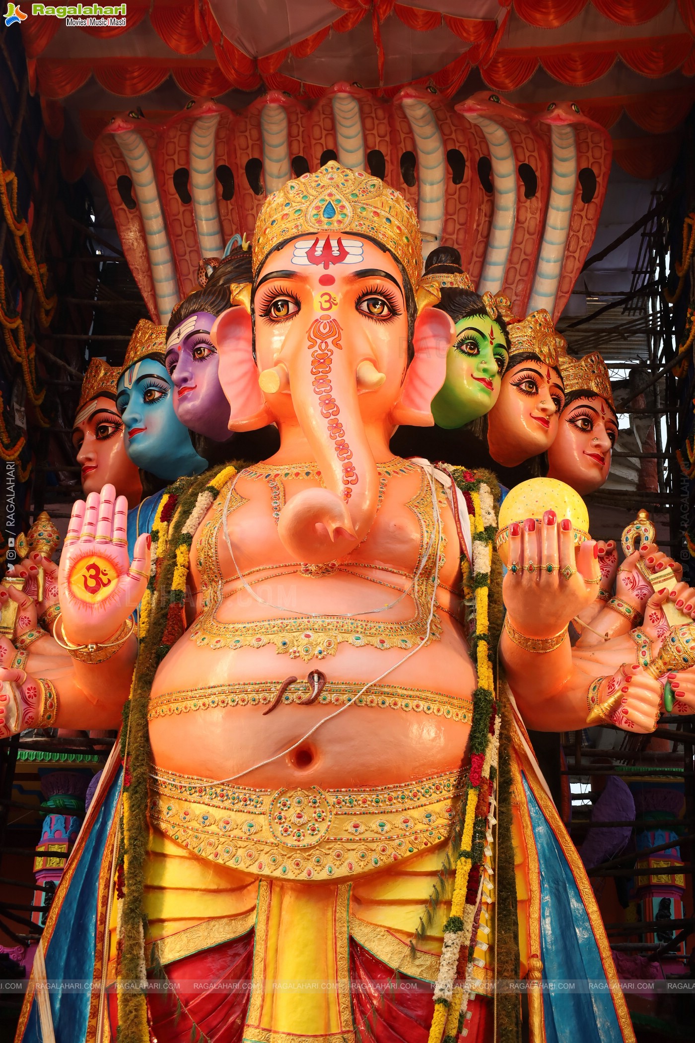 Khairathabad Ganesh 2024 as Sri Saptamukha Maha Shakti Ganapathi- 70 feet Tall Idol