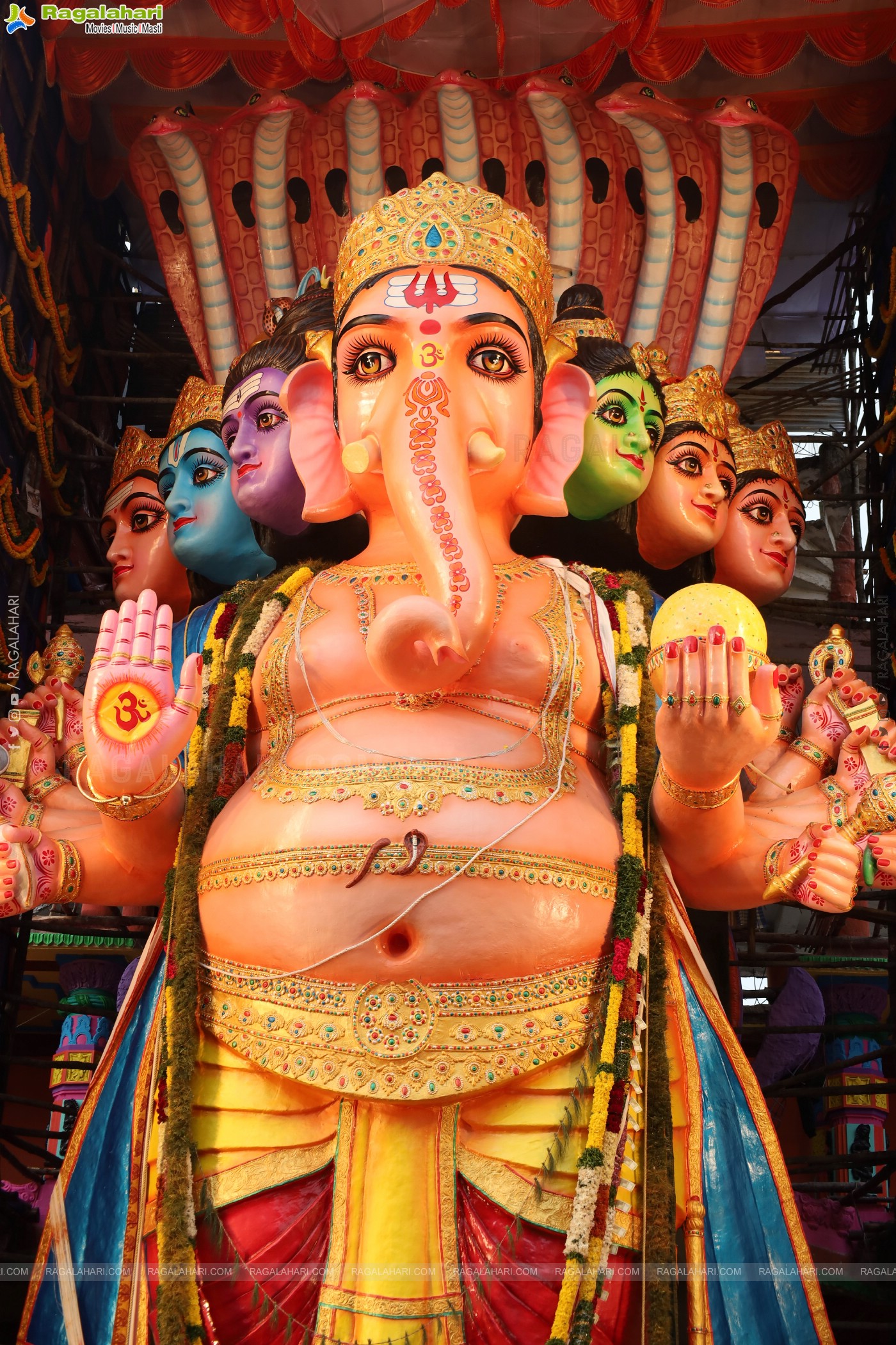 Khairathabad Ganesh 2024 as Sri Saptamukha Maha Shakti Ganapathi- 70 feet Tall Idol