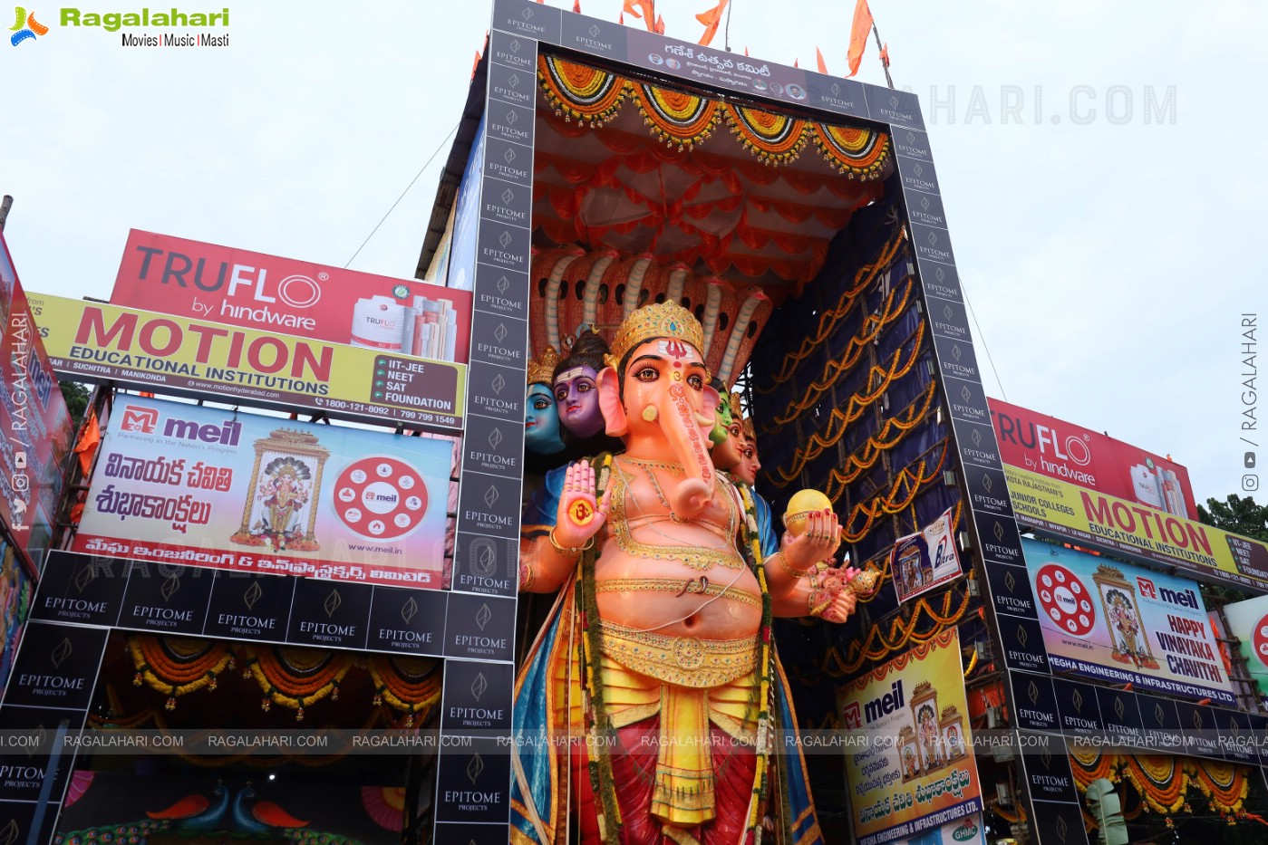 Khairathabad Ganesh 2024 as Sri Saptamukha Maha Shakti Ganapathi- 70 feet Tall Idol