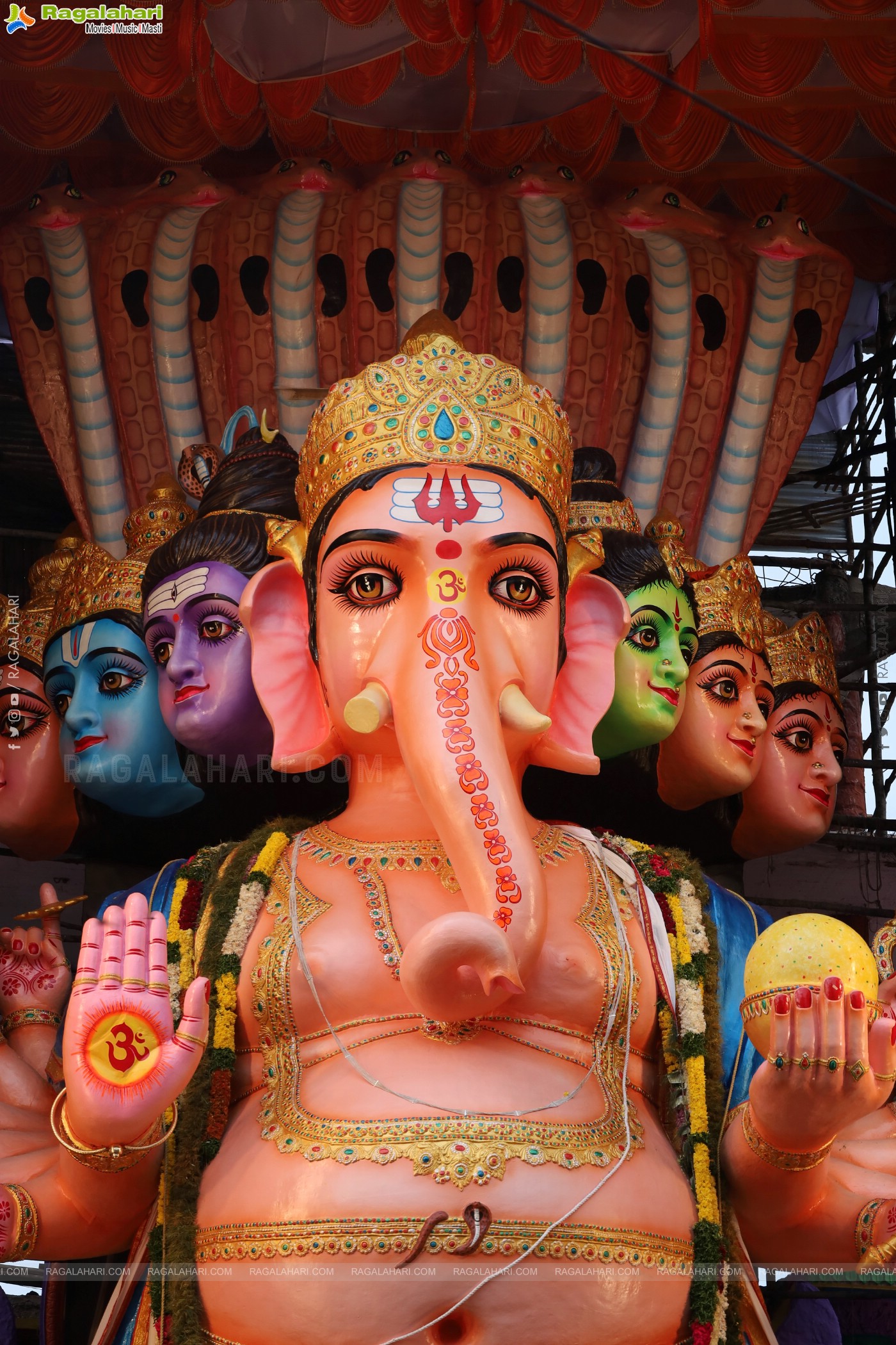 Khairathabad Ganesh 2024 as Sri Saptamukha Maha Shakti Ganapathi- 70 feet Tall Idol