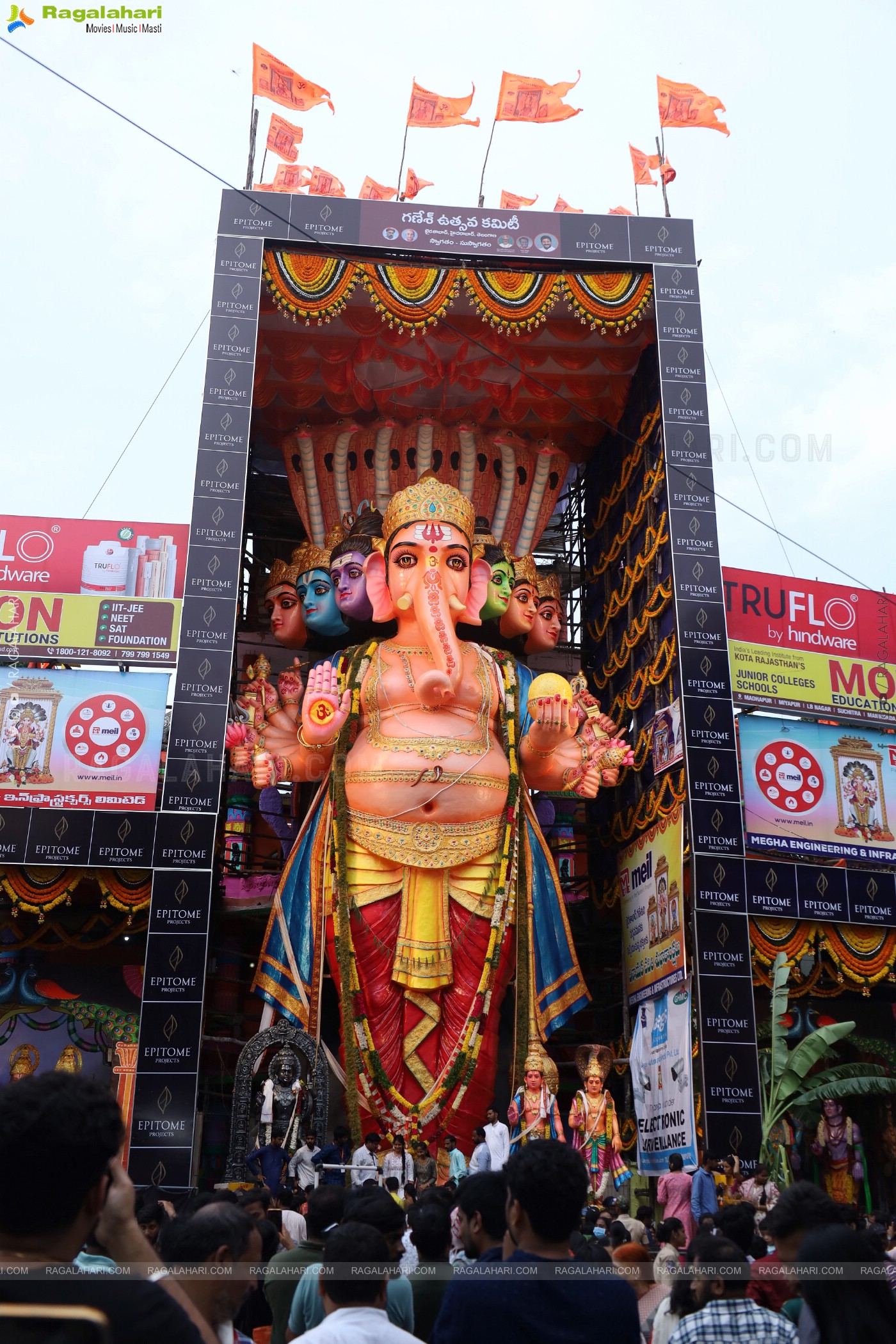 Khairathabad Ganesh 2024 as Sri Saptamukha Maha Shakti Ganapathi- 70 feet Tall Idol