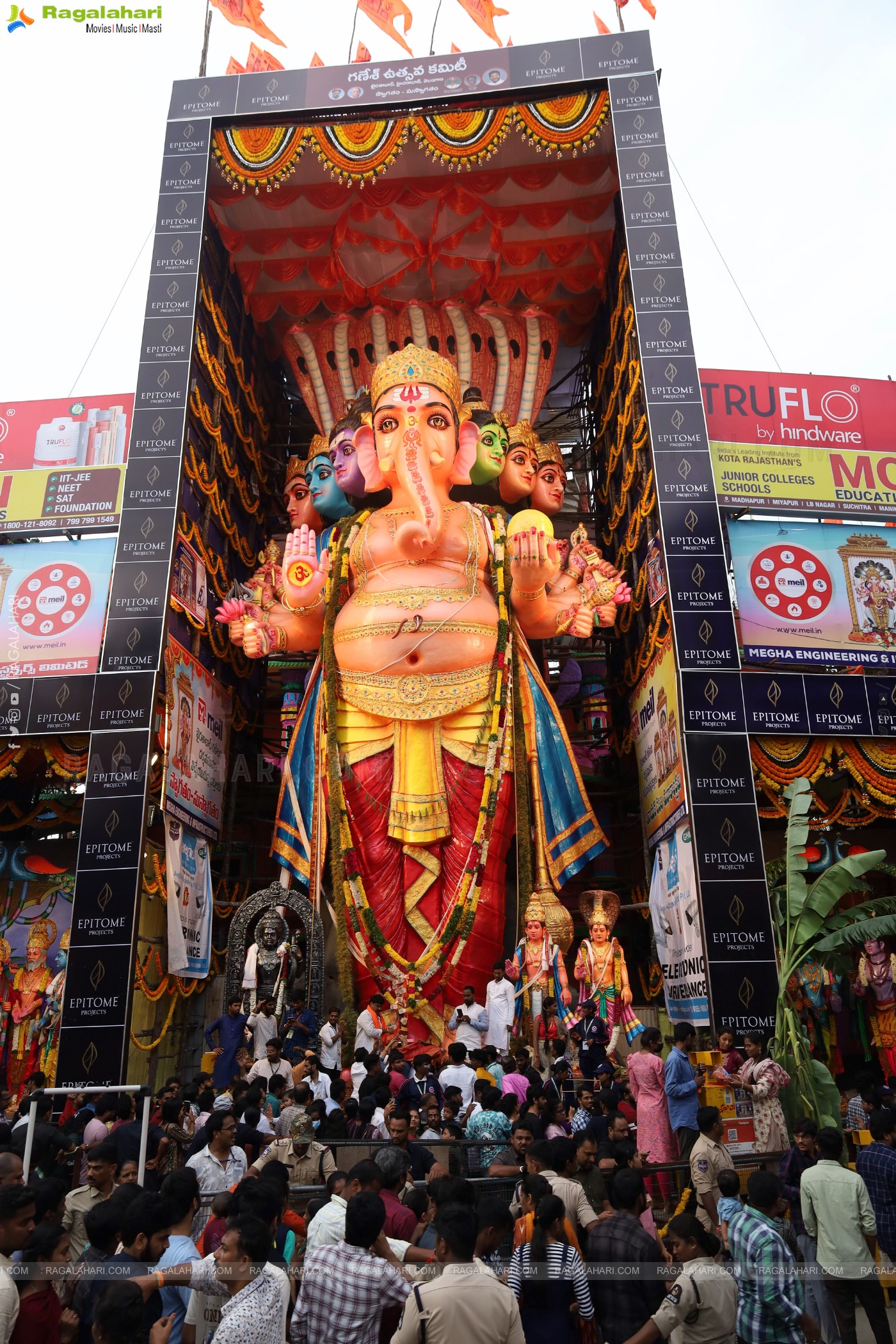 Khairathabad Ganesh 2024 as Sri Saptamukha Maha Shakti Ganapathi- 70 feet Tall Idol