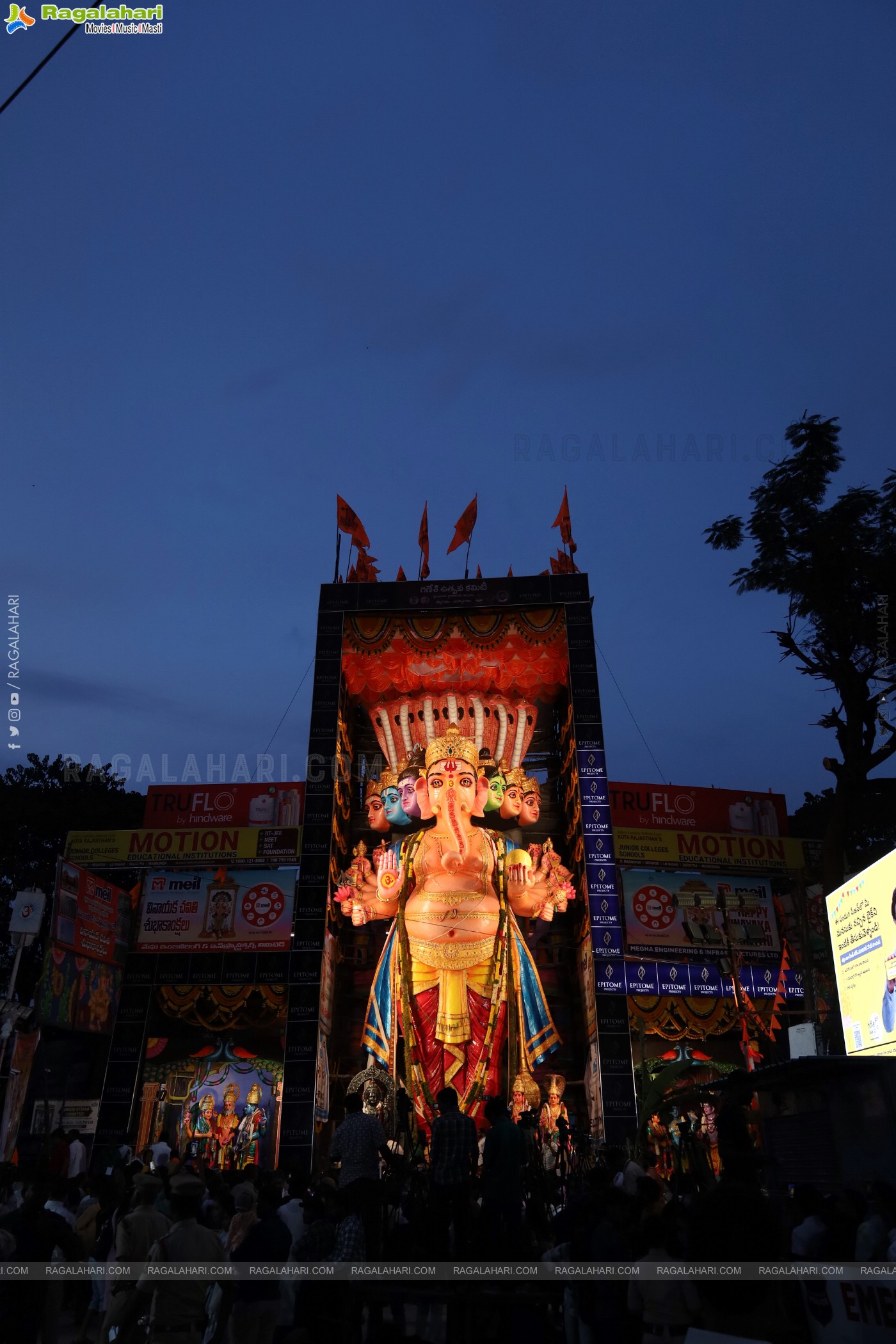 Khairathabad Ganesh 2024 as Sri Saptamukha Maha Shakti Ganapathi- 70 feet Tall Idol