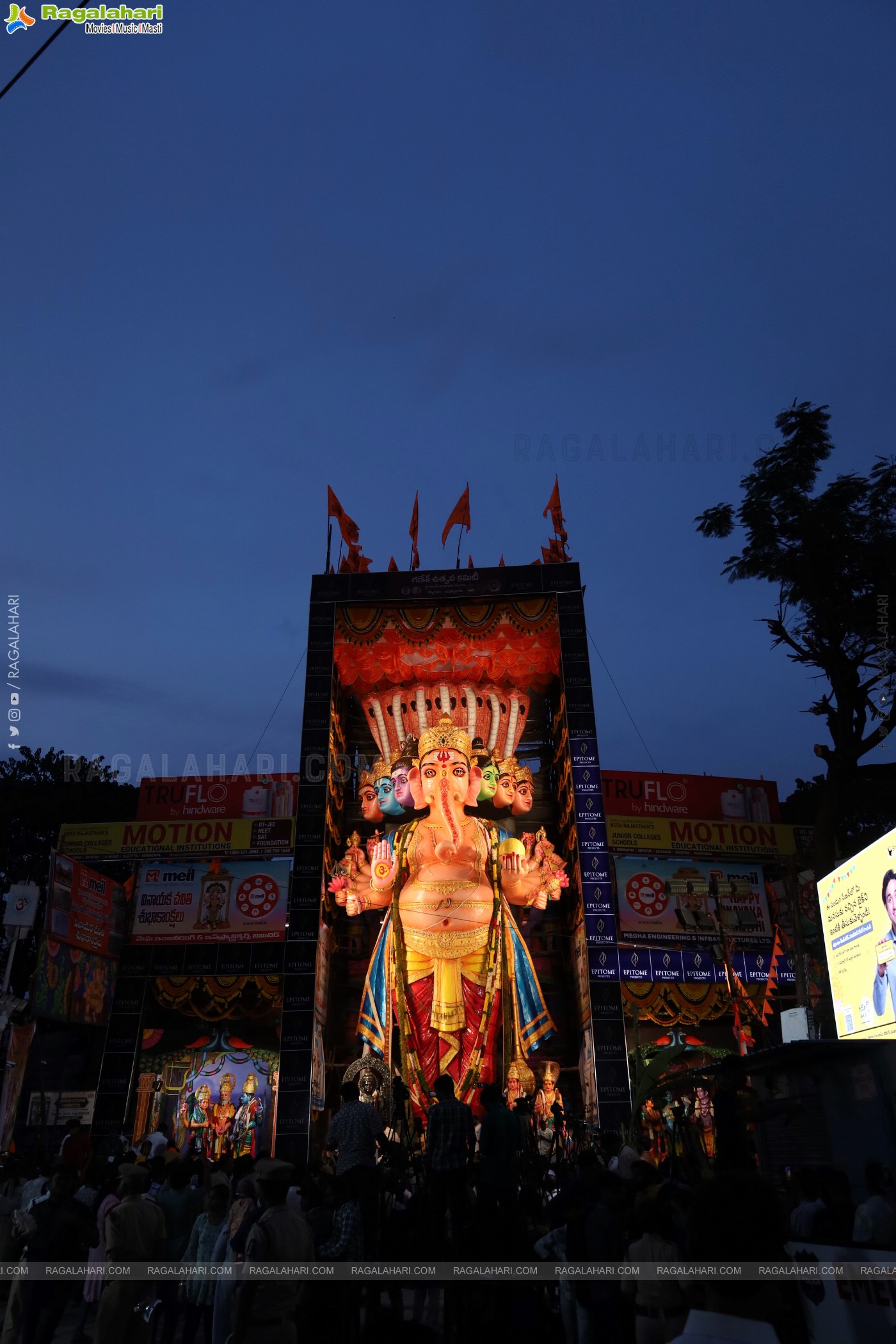 Khairathabad Ganesh 2024 as Sri Saptamukha Maha Shakti Ganapathi- 70 feet Tall Idol