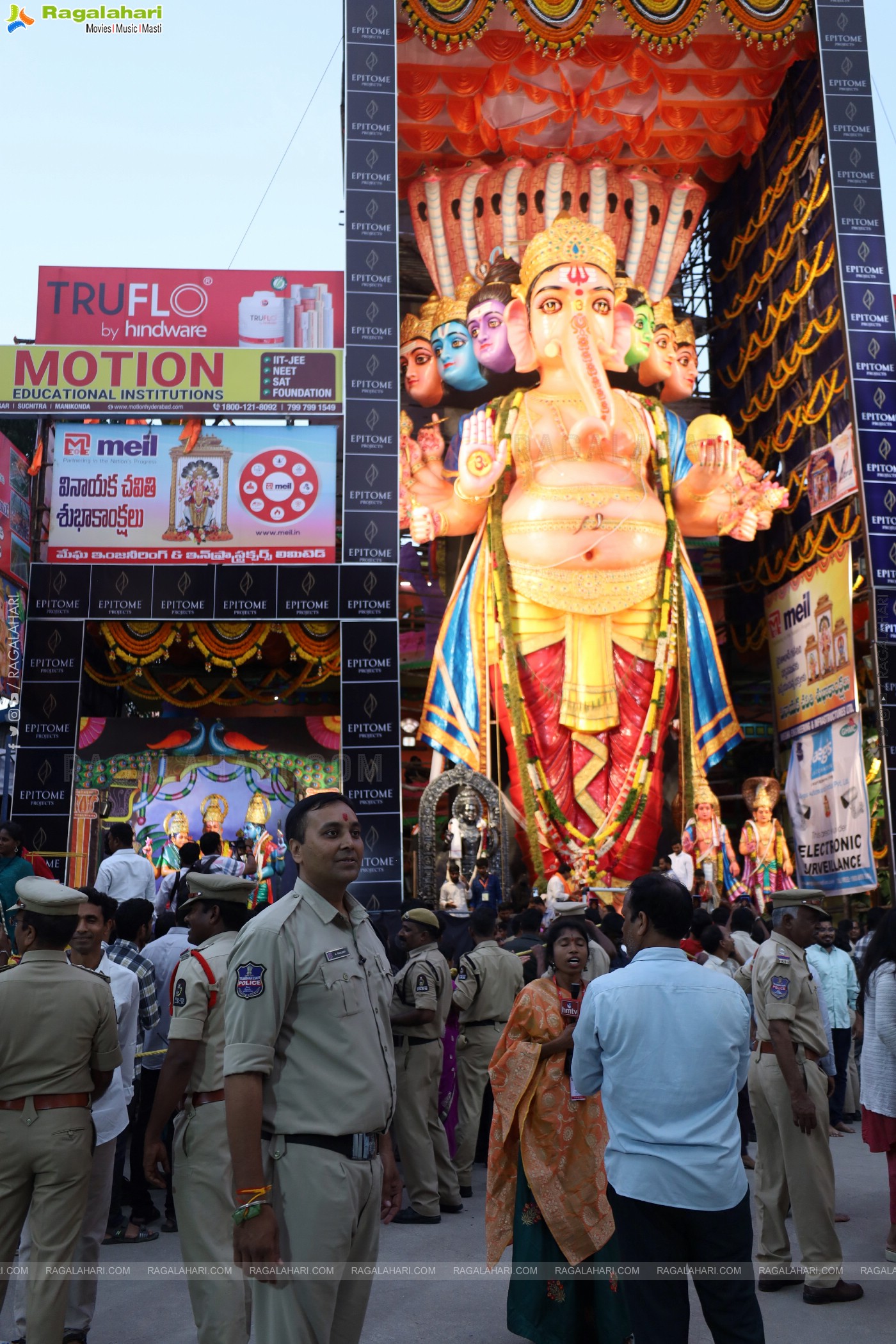 Khairathabad Ganesh 2024 as Sri Saptamukha Maha Shakti Ganapathi- 70 feet Tall Idol