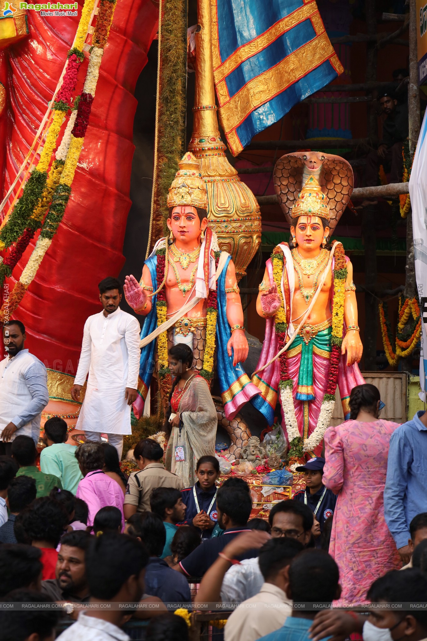 Khairathabad Ganesh 2024 as Sri Saptamukha Maha Shakti Ganapathi- 70 feet Tall Idol