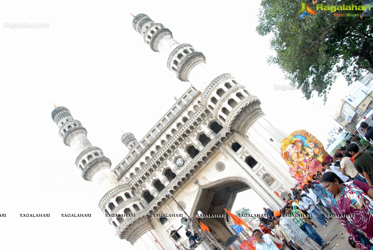 Charminar Ganesh Idols Nimajjanam Rally