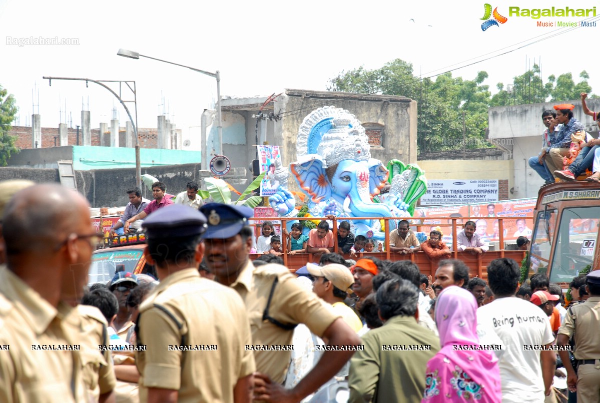 Charminar Ganesh Idols Nimajjanam Rally