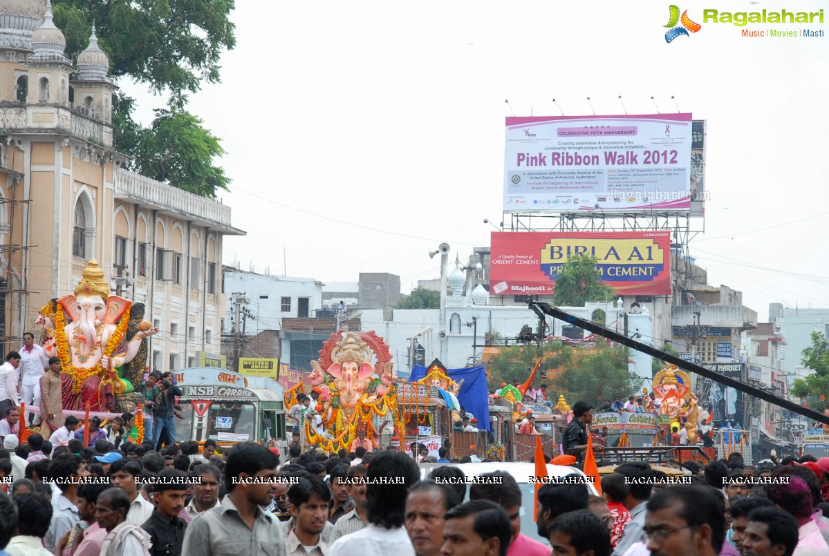 Charminar Ganesh Idols Nimajjanam Rally