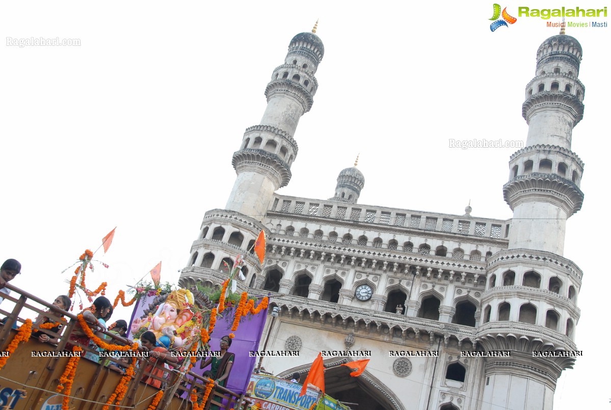 Charminar Ganesh Idols Nimajjanam Rally