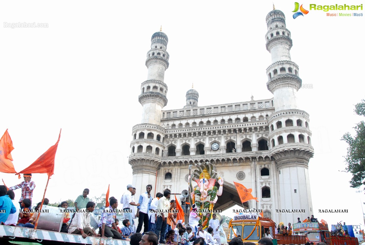 Charminar Ganesh Idols Nimajjanam Rally