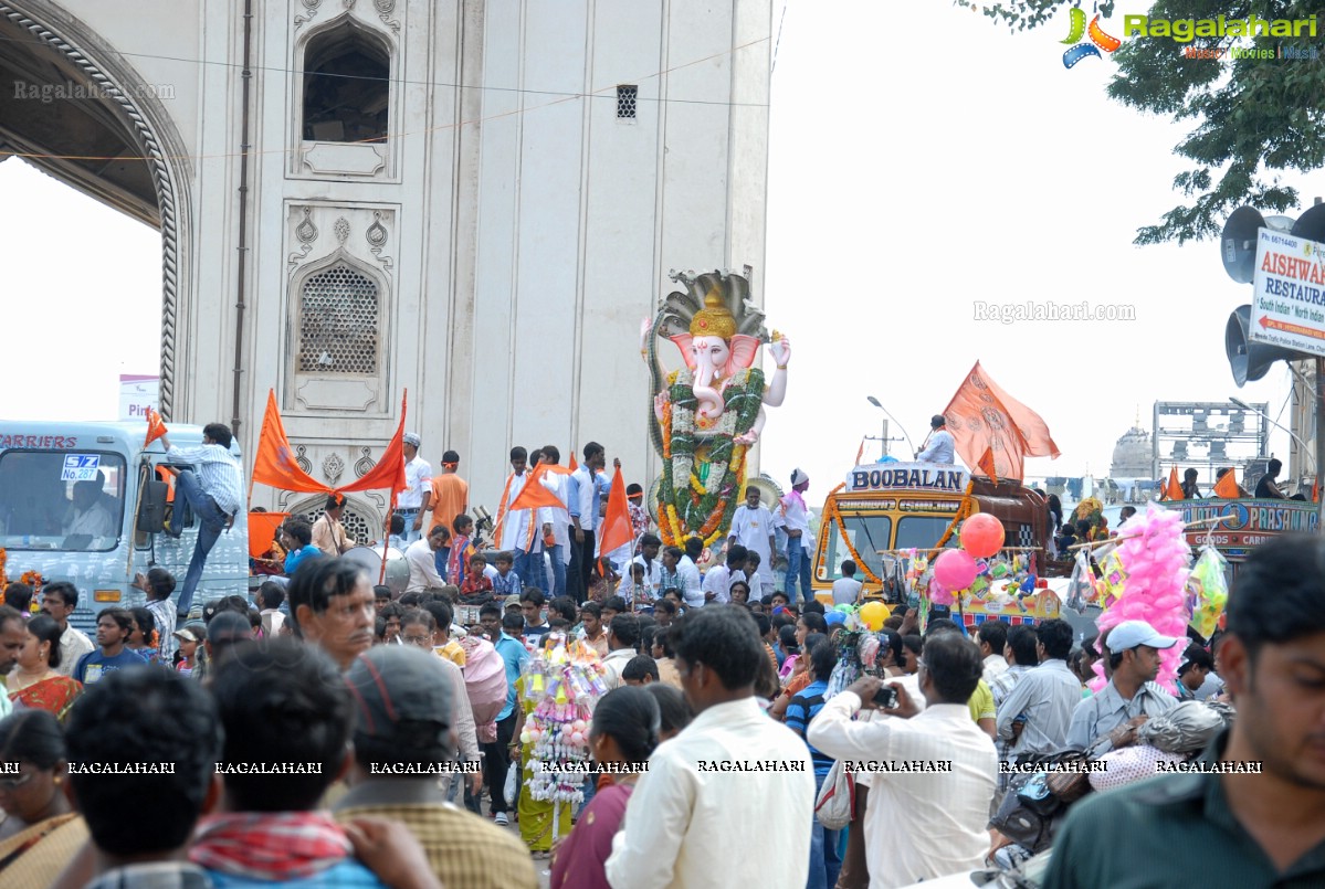 Charminar Ganesh Idols Nimajjanam Rally