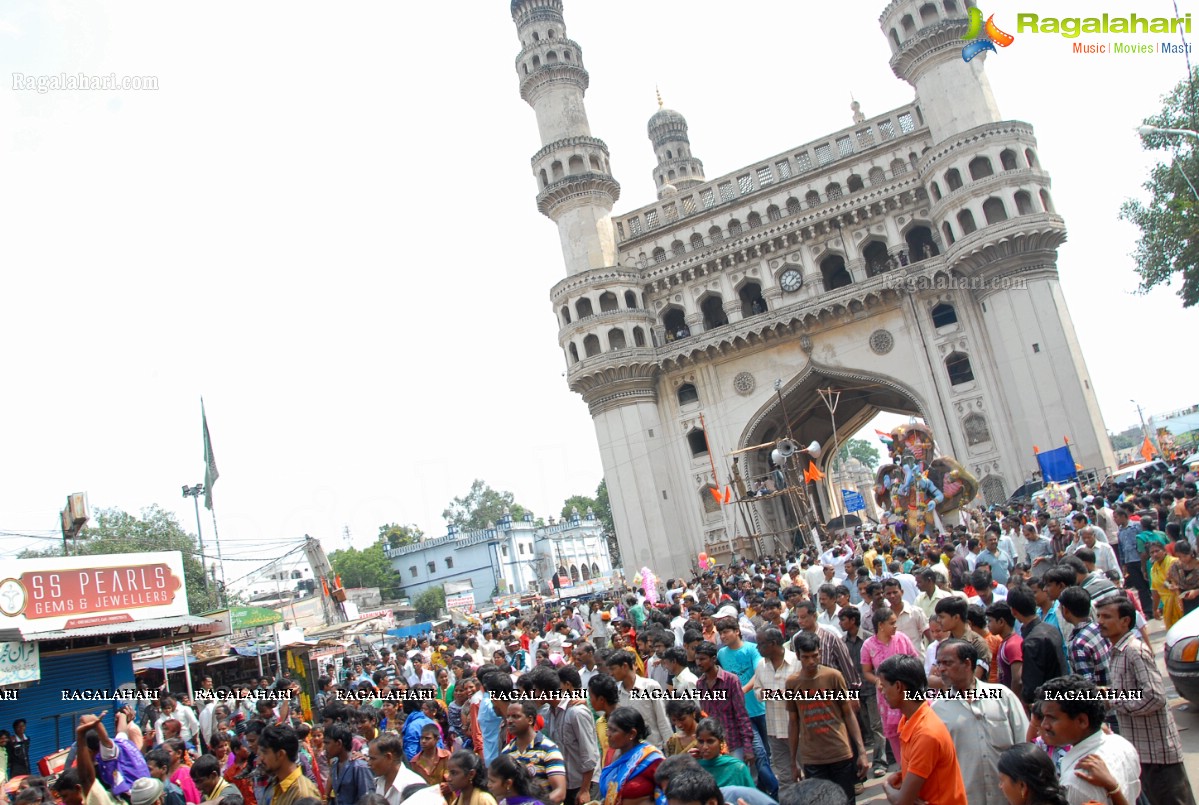 Charminar Ganesh Idols Nimajjanam Rally