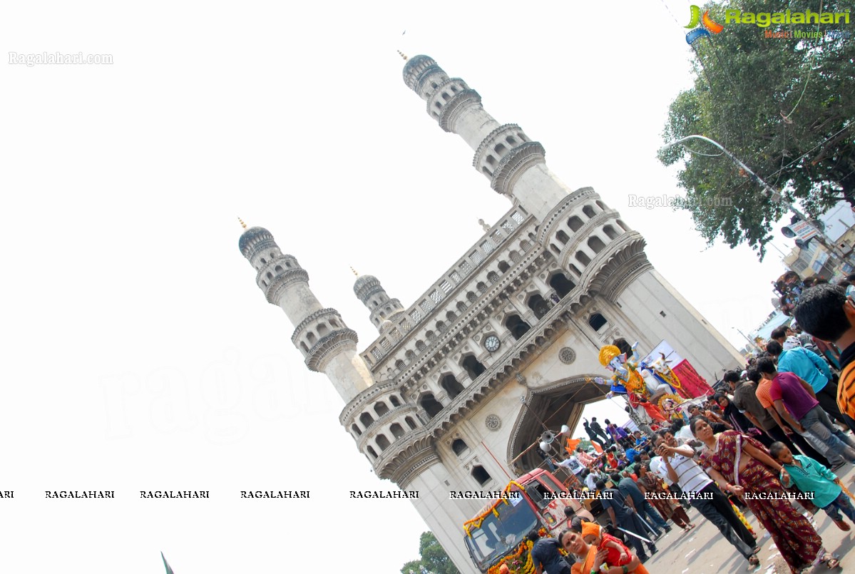 Charminar Ganesh Idols Nimajjanam Rally