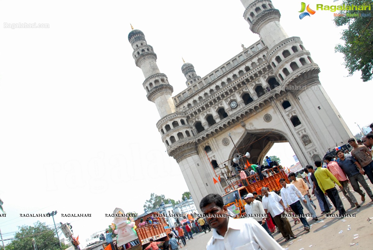 Charminar Ganesh Idols Nimajjanam Rally