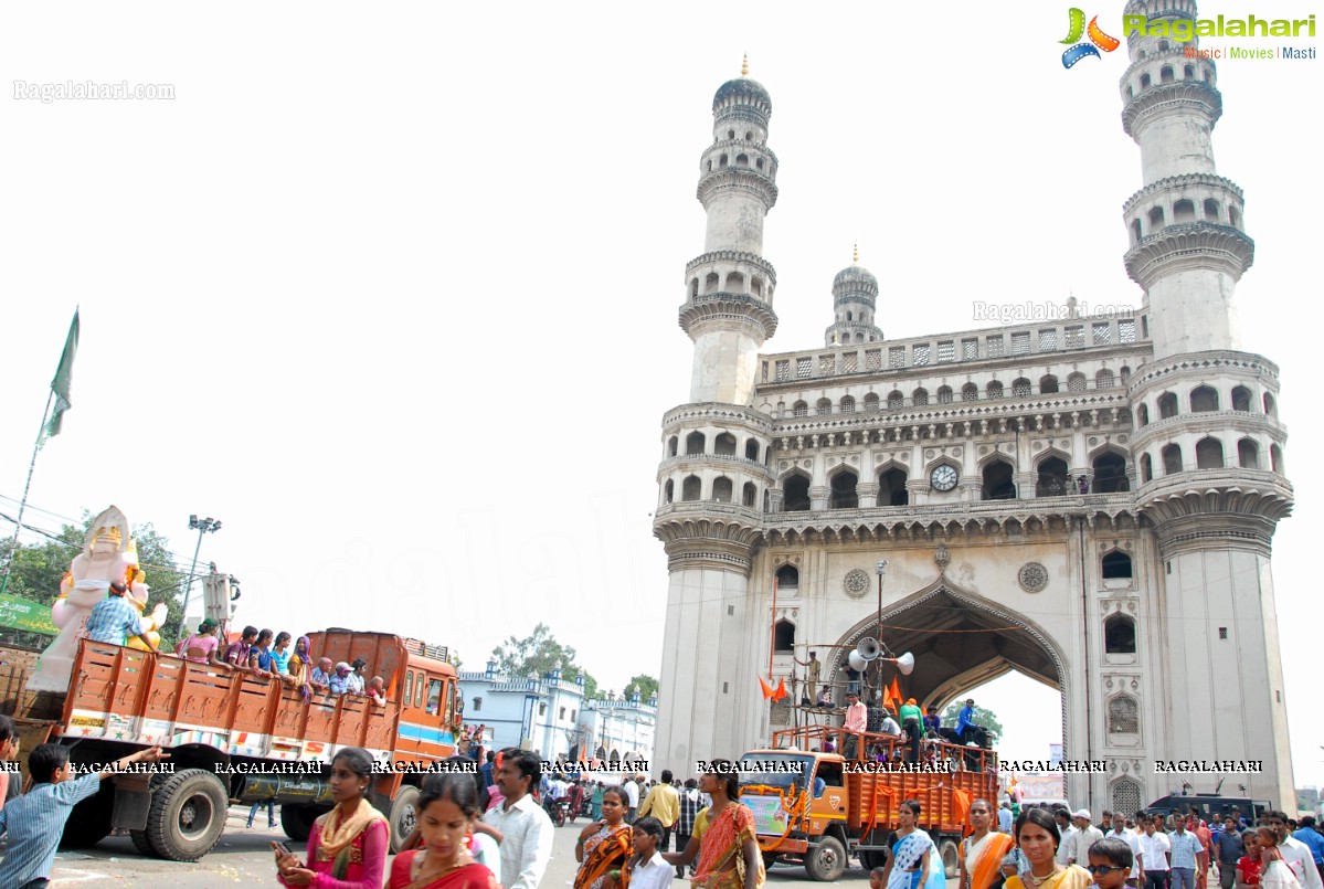 Charminar Ganesh Idols Nimajjanam Rally