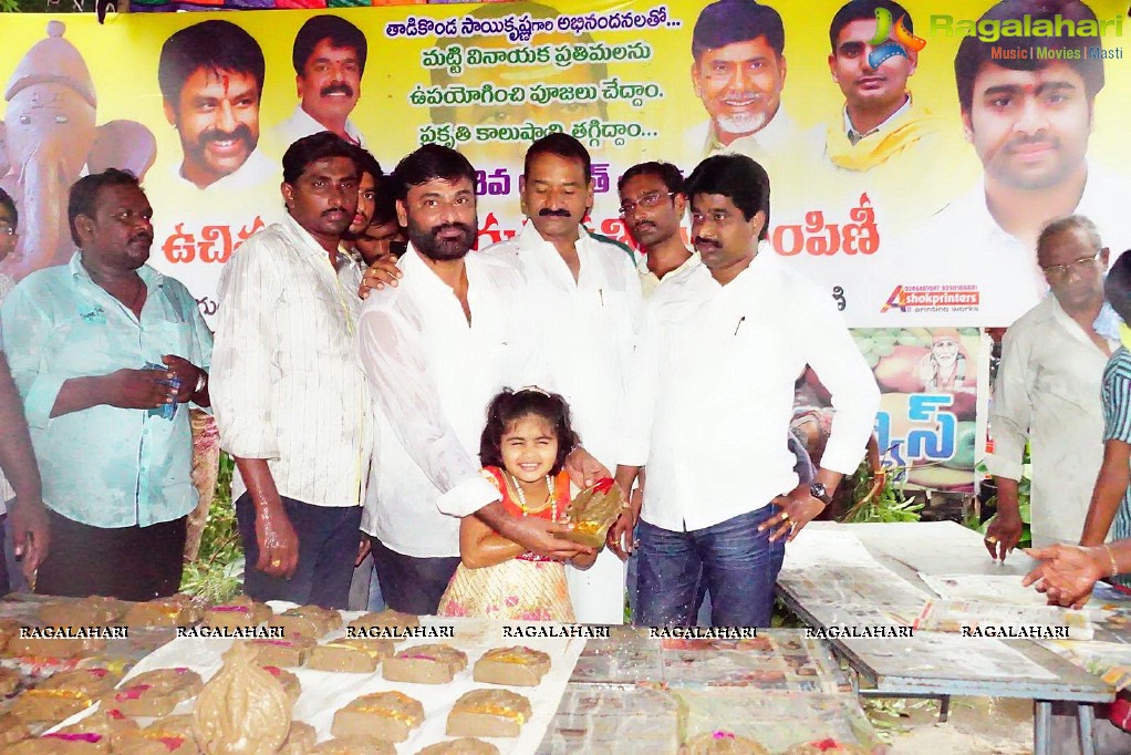 Nara Rohit fans Distribute Free Clay Ganesha Idols 