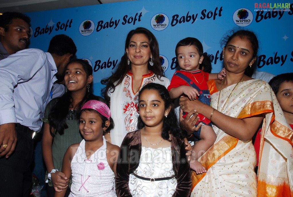 Juhi Chawla in Hyderabad for Wipro Baby Soft Promotional Campaign